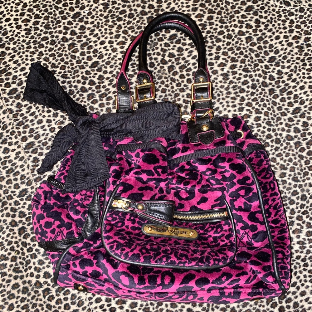 magenta cheetah print juicy couture bag